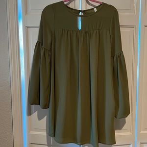 Olive Green Blousey Sleeve Dress
